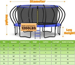 Kids Trampoline Outdoor 8FT 10FT 12FT 14FT 15FT 16FT with Enclosure Non-Slip