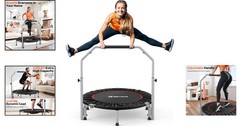 40-Inch Foldable Mini Trampoline for Adults, 330/440lbs Max Load, Black