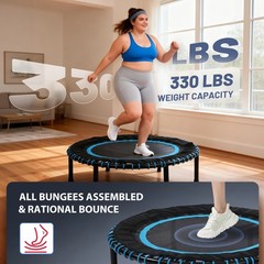 48in Springless FitnessTrampoline 450lbs Load Quiet Safe IndoorOutdoor Rebounder