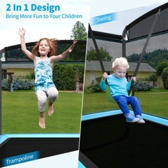 6FT Kids Entertaining Trampoline 2 In 1 Children Jumping W/ Swing Safety Fence