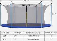 10FT Trampoline Replacement Net Protection Safety Enclosure Net for Round Frame
