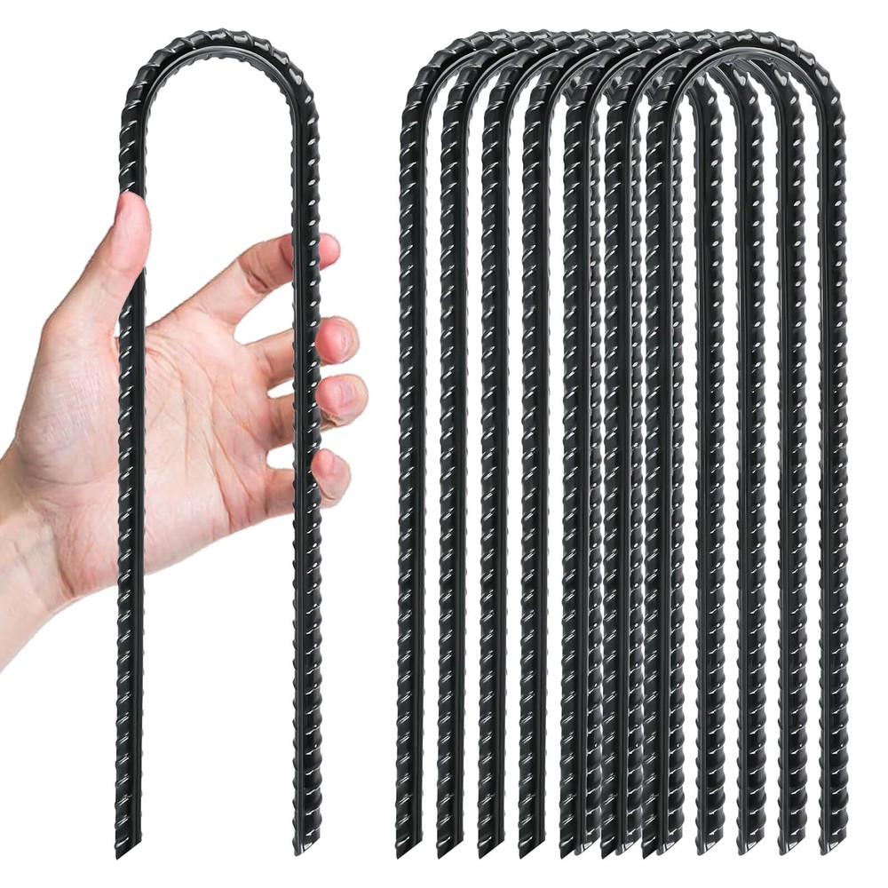 8 Pack Trampolines Wind Stakes, 12 Inch,Heavy Duty U Shaped Rebar Tent Stakes