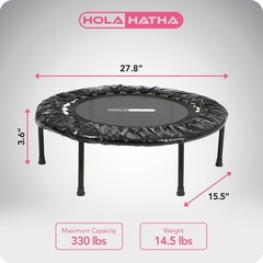 HolaHatha 36 Inch Foldable Mini Trampoline Fitness Rebounder w/Adjustable Handle