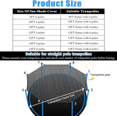 Trampoline Shade Cover, Trampoline Cover for 8FT 10FT 12FT 14FT 16FT Straight Po