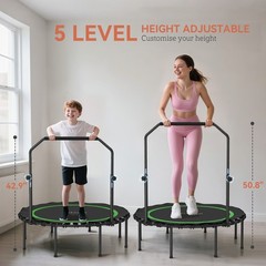 Mini Fitness Trampoline 48 Inch Foldable with Adjustable Handle Bar Adult 330lbs
