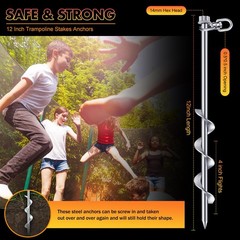 Giant Skeleton Accessories Ground Anchors Screw in, 12 Inch High Wind Heavy D…