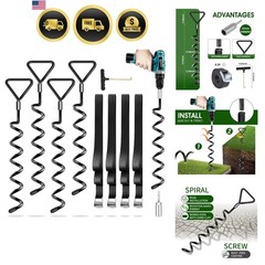 Trampoline Stakes 4 Pack – Heavy Duty Trampoline Anchors Kit – Screw In Groun…