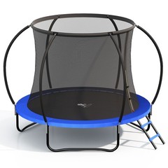 8FT Outdoor Trampoline W/ Ladder, Trampoline for Kids & Adult, 350LBS Capacity