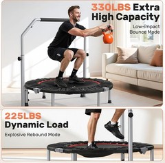 40/48″ Foldable Mini Trampoline Max Load 330lbs/440lbs, Fitness Rebounder wit…