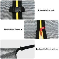 16ft Replacement Weather-Resistant Trampoline Safety Enclosure Net Double-Zipper