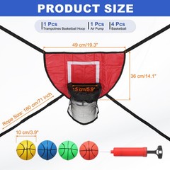 Trampolines Basketball Hoop, PVC Accessories with Pump & Mini Balls, Red/Blue