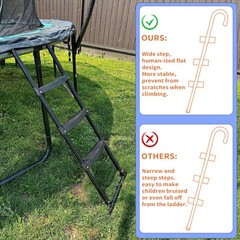 Trampoline Ladder, 3-Steps with Horizontal Wide Steps,Universal Hook,Trampoli…