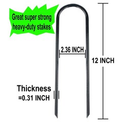 Heavy Duty 12 Inch U-Shaped Wind Stakes for Trampolines, Tents, Soccer Goals (6)