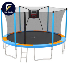 14Ft Trampoline with Basketball Hoop Upgraded round Kids Outdoor Trampoline