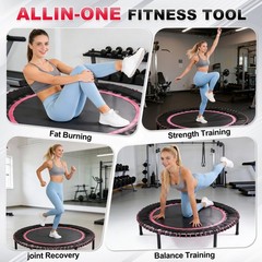 48in Springless FitnessTrampoline 450lbs Load Quiet Safe IndoorOutdoor Rebounder