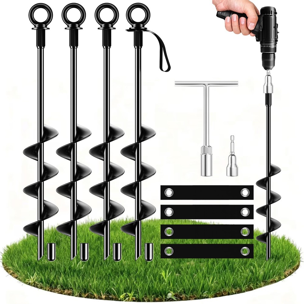 Ground Anchors Heavy Duty Tent Stakes 18 Inch Swing Set Anchors Kit Screw in Ful