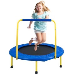 3FT Trampoline for Kids – Indoor/Outdoor Mini Jump Toy, Foldable with Foam Handl