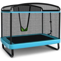 6FT Kids Entertaining Trampoline 2 In 1 Children Jumping W/ Swing Safety Fence