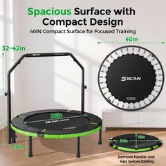 SP3 40″/48″ Foldable Mini Trampoline, Rebounder Trampoline for Adults, U/T Ad…