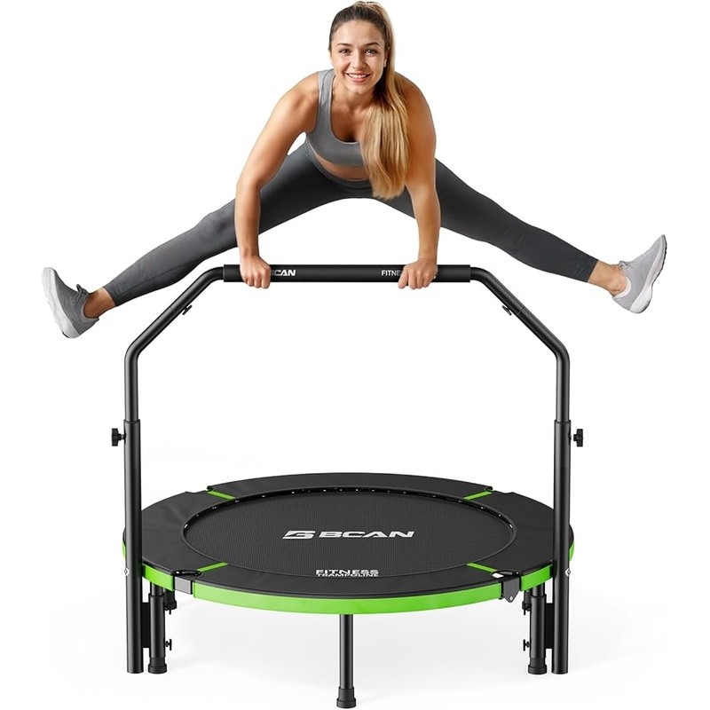 Ultra Stable Mini Trampoline 330 lbs Capacity Adjustable Handle Indoor Exercise