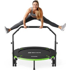 Ultra Stable Mini Trampoline 330 lbs Capacity Adjustable Handle Indoor Exercise