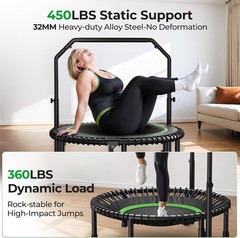 BT2 Mini Rebounder Trampoline 450/550lbs, Adjustable Handle