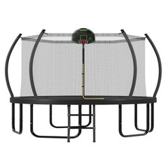 12ft 14ft 16ft Outdoor Round Trampoline with Basketball Hoop for Kids & Adult