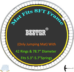 Trampoline Mat Fits 8 Foot Frame,78.7″/6.56Ft Diameter Mat with 42/48 Rings for