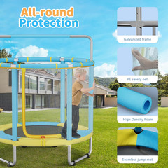 55″ Trampoline for Kids, 440Lbs Capacity with Safety Enclosure Net
