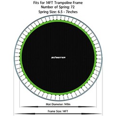 Zoomster Replacement Jumping Mat, Fits 14FT Round Trampoline Frame with 72 V
