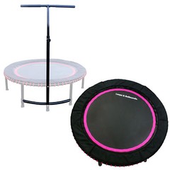 LEAPS & REBOUNDS 48″ Adjustable Stability Bar with 48″ Fitness Trampoline, Pink