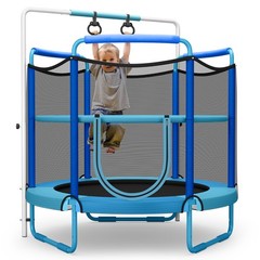 In/Outdoor 5FT Kids 3-in-1 Game Trampoline Seamless W/Enclosure Net Spring Pad