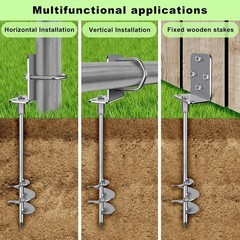Multi-Purpose Trampoline Stakes Anchors, 3” Wider Spiral Ground Anchors Scre…