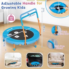 3FT Toddler Trampoline with Adjustable Handlebar, 36″ Foldable & Spring-Free,…