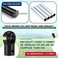 Wesiti Trampoline Fiber Glass Rods for Top Ring of Net Enclosure Fiberglass Pole