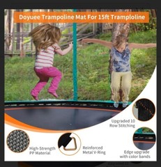 DOYUEE 15FT Trampoline Mat Replacement, 13.26ft Diameter, Fits 96 Springs