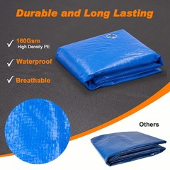 ExacMe Trampoline Winter Cover 10 12 14 15 16 ft, Rain Cover with Drain Holes