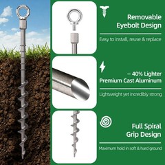 12pk Heavy Duty Screw Tent Stakes 12 Inch Rustproof Aluminum Ground Anchors