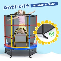 55″ Trampoline Kids Toddler Trampoline w/ All-round Safety Enclosure Yellow