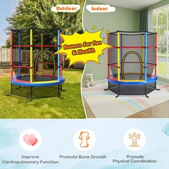55″ Trampoline Kids Toddler Trampoline w/ All-round Safety Enclosure Yellow