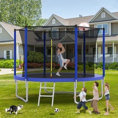 10ft Trampoline with Ladder Adults Kids Outdoor ASTM Approved Safety Trampolines