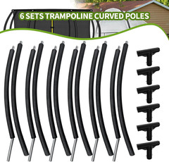 6 PCS Trampoline Curved Pole Replacement, Universal Curved Enclosure Net Poles f