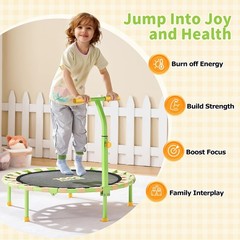 36” Mini Trampoline Kids 3-6 Foldable & Spring-Free Small Toddler Trampoline