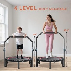 Adjustable Indoor Rebounder Trampoline W/ Resistance Bands Foldable Mini Fitness