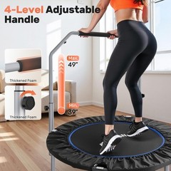 40/48 Foldable Mini Trampoline Max Load 330lbs/440lbs, Fitness Rebounder with Ad