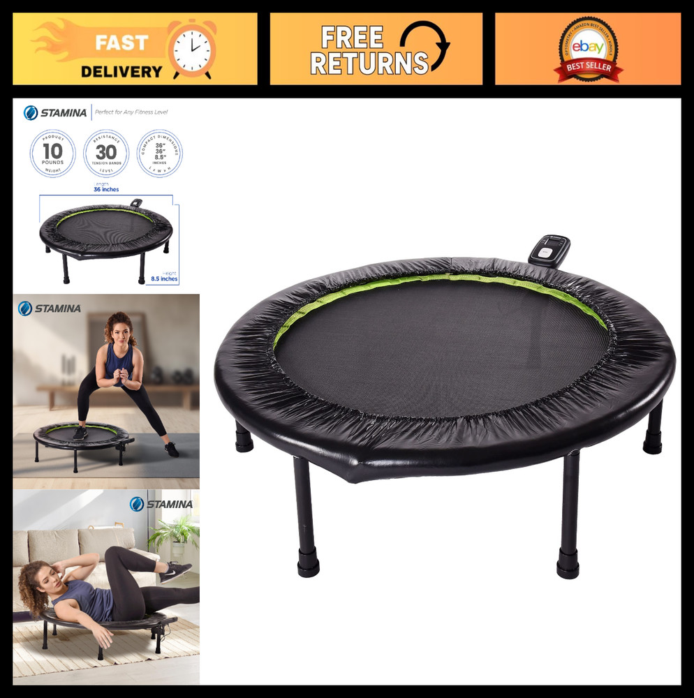 Portable Folding Trampoline with Smart Workout App – Home Gym Rebounder for Card