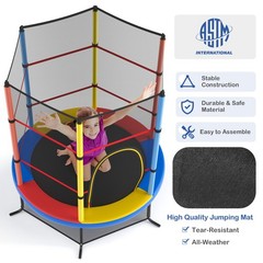 55″ Kids Trampoline Bouncing Jumping Mat Recreational Trampoline W/Enclosure Net