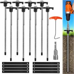 Trampoline Stakes Heavy Duty, 10 Inch 8 Pack Ground Anchor Screw In, Trampoline