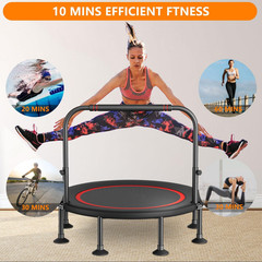 40″/48″ Foldable Mini Trampoline with Adjustable Foam Handle –Thick Steel Spring