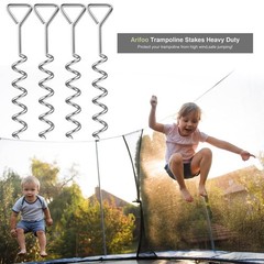 Trampoline Stakes Heavy Duty Strong and Galvanized Steel Corkscrew High Wind …